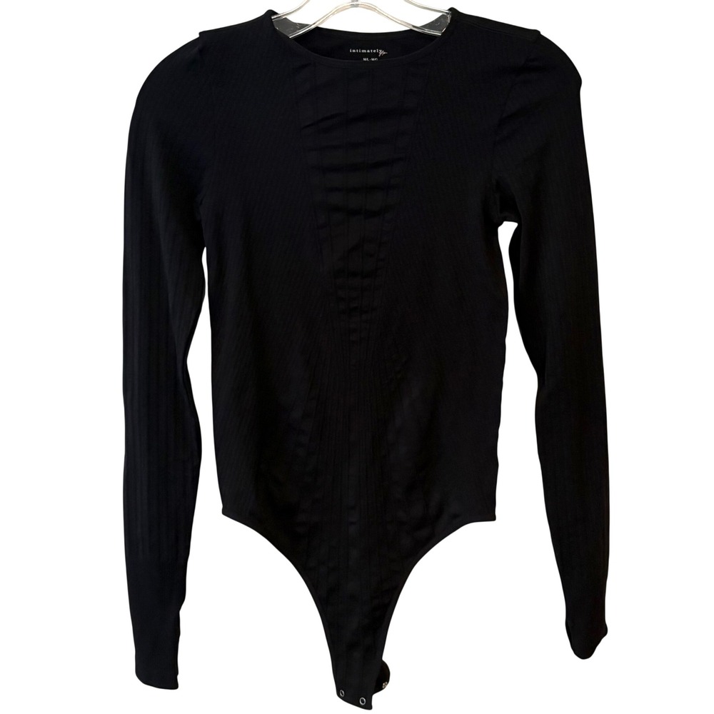 Intimately Free People Black Ribbed Bodysuit in Size M/L